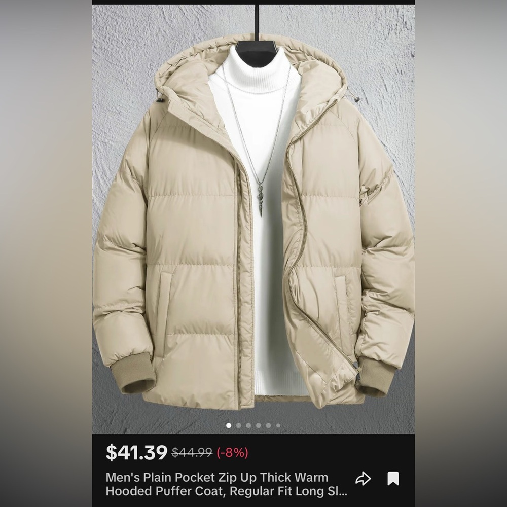 Viral TikTok Men’s Winter Puffer Jacket XL